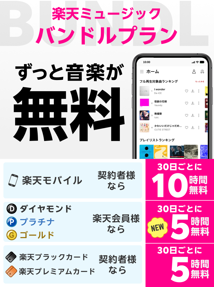 バンドルプラン ずっと音楽が無料